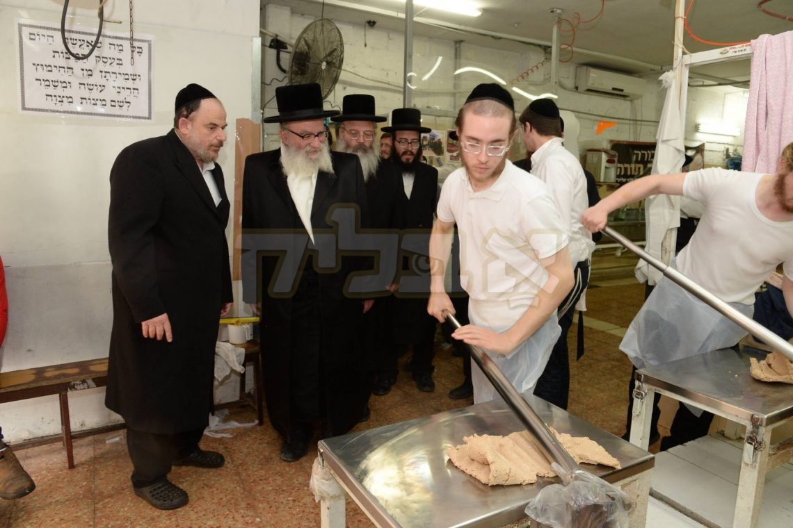 הרה"צ רבי אהרן מענדל טווערסקי שליט"א בנו בכורו פון כ"ק אדמו"ר מסקווירא שליט"א באזוכט אין די טיב מצה בעקעריי