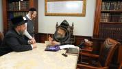 R' Ezra friedlander visits bobov 45 Rabbe before the bar mitzveh of his son yakov yitzchuk 