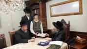 R' Ezra friedlander visits bobov 45 Rabbe before the bar mitzveh of his son yakov yitzchuk 