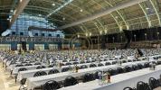 Preparations are underway for the Chuf Alef Kislev Seudah Hodah celebration at the Crown Heights Armory.