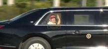Main image for Trump waves to supporters outside Trump International Golf Club