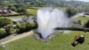 Burst Water Main Sends 100ft Jet Into Sky.