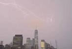 Main image for Lightning Strikes One World Trade Center Amid Flash Flood Warning in NYC. 