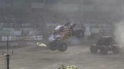 Wheel Detaches From Monster Truck and Flies Into Parking Lot.