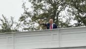 Main image for Trump Jokes About 'Nuclear Missiles' on White House Roof. 