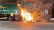 Main image for ONLY IN NEWYORK: New York Sanitation Truck Erupts in Flames After Trash Ignites.