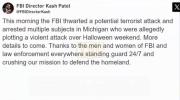 BREAKING: Kash Patel Confirms FBI Stops Major Terror Attack in Michigan.