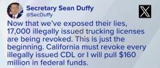 Main image for California Cancels 17,000 Commercial Driver Licenses After Federal Threat to Withhold Highway Funds.