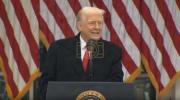 Main image for Trump Jokes at Turkey Pardon by Naming Turkeys' Chuck and Nancy.