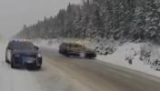 Main image for Dashcam Shows OPP Officer Nearly Struck in Icy Highway Spinout