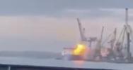 Main image for Russian Drone Strikes Turkish Cargo Ship in Odesa Port.