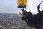 Main image for U.S. Navy Parachute Team Rehearses Spectacular Stadium Drop.