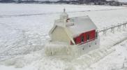 Main image for Thick Ice Covers Michigan Lighthouse Ahead of Arctic Blast.