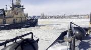 Main image for WATCH: Coast Guard Icebreaker Frees NYPD Vessel in Hudson River.
