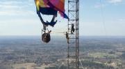 Main image for Longview Fire Department Rescues Stranded Hot Air Balloon Passengers From Tower.