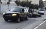 Main image for Missile Debris Towed Through West Bank by a Palestinian After Interception