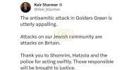 Main image for Starmer Condemns Antisemitic Golders Green Attack, Praises First Responders.