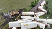 Main image for Drone Footage Reveals Devastating Train Derailment in Western Illinois Farmlands Post-Storms.