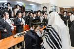 Tefillin Ceremony for Grandson of Satmar Bnei Brak Rosh Yeshiva, Shlit"a, in Yeshivas Maharit Yeshiva Ketana Hall