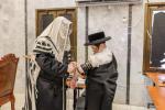 Tefillin Ceremony for Grandson of Satmar Bnei Brak Rosh Yeshiva, Shlit"a, in Yeshivas Maharit Yeshiva Ketana Hall