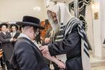 Tefillin Ceremony for Grandson of Satmar Bnei Brak Rosh Yeshiva, Shlit"a, in Yeshivas Maharit Yeshiva Ketana Hall