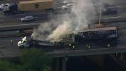 Semi-Trucks Slam Together and Engulf in Flames on Busy New Jersey Turnpike.