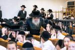 The Satmar Rebbe Shlit"a at Shacharis Davening and Learning with the Children in Montreal