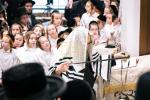The Satmar Rebbe Shlit"a at Shacharis Davening and Learning with the Children in Montreal