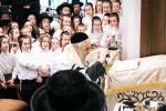The Satmar Rebbe Shlit"a at Shacharis Davening and Learning with the Children in Montreal