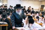 The Satmar Rebbe Shlit"a at Shacharis Davening and Learning with the Children in Montreal