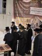 The Toldos Aharon Rebbe Shlit"a at Maariv in Reb Shayele's Beis Medrash in Kerestir, which is nearing completion