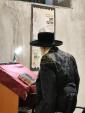 The Toldos Aharon Rebbe Shlit"a at Maariv in Reb Shayele's Beis Medrash in Kerestir, which is nearing completion