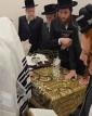Main image for The Skverer Rebbe Shlit"a at the Tefillin Laygen for the son of R' Chaim Green