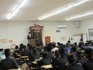 Hagaon HaTzaddik the Rosh Yeshiva of Yodei Bina Munkatch Shlit"a Addresses Talmidim in Camp Chaim V'Shalom Munkatch