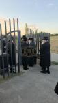 The Toldos Aharon Rebbe Shlit"a wishing Hagaon Hechasid R' Yosef Chaim Greenwald Shlit"a "gepoilt alles guts" after the Hisorerus Rachamim gathering at the tziyon in Liska