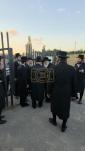 The Toldos Aharon Rebbe Shlit"a wishing Hagaon Hechasid R' Yosef Chaim Greenwald Shlit"a "gepoilt alles guts" after the Hisorerus Rachamim gathering at the tziyon in Liska