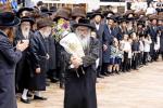 Hachnosas Sefer Torah Brought Into the Beis Medrash Hagadol in Kiryas Joel by Harav Reb Avrohom Meir Yaakov Polatsek, Attended by the Satmar Rebbe Shlit"a