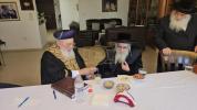 The Sanz Klausenburger Rebbe Shlit"a Visits His Temporary Neighbor, the Rishon LeZion Rabbi Shlomo Moshe Amar Shlit"a.