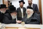 Admorim and Roshei Yeshiva Visiting the Home of the Posek Hador, HaGaon Rav Moshe Sternbuch Shlit"a, to Exchange Brachos