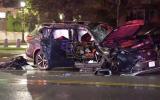 EARLY MORNING CHAOS: Mangled SUV Spills Victims Across Wet Road After Violent Crash Near Franklin Avenue