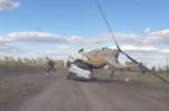 Main image for CRASH LANDING, TWICE: Stuntman's Helicopter Stunt Goes Sideways