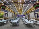The Sukkah Hagdolah Beautifully Prepared for Yom Tov at the Satmar Beis Medrash Hagadol in Monsey