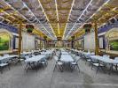 The Sukkah Hagdolah Beautifully Prepared for Yom Tov at the Satmar Beis Medrash Hagadol in Monsey