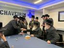The Dushinskya Rebbe Shlit"a at a Kvias Mezuzah at the New Chaverim Headquarters in Williamsburg