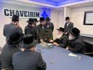 The Dushinskya Rebbe Shlit"a at a Kvias Mezuzah at the New Chaverim Headquarters in Williamsburg