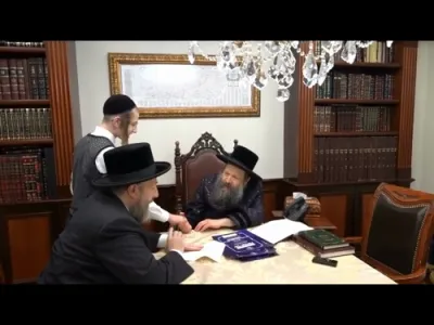 R' Ezra friedlander visits bobov 45 Rabbe before the bar mitzveh of his son yakov yitzchuk 