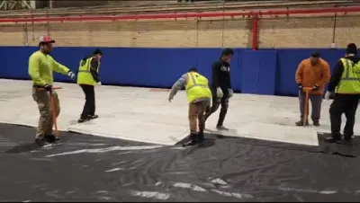 Preparations are underway for the Chuf Alef Kislev Seudah Hodah celebration at the Crown Heights Armory.