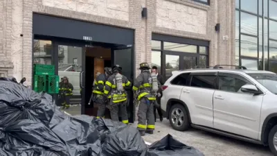 Scene of fire that broke out this morning at the Ur Yosef Naipest Yeshiva in Borough Park.