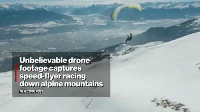 Extreme Flight Captured as Speed-Flyer Races Down Austrian Alps.
