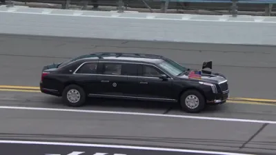 President Trump is taking laps around the track in the Beast at the Daytona 500. 